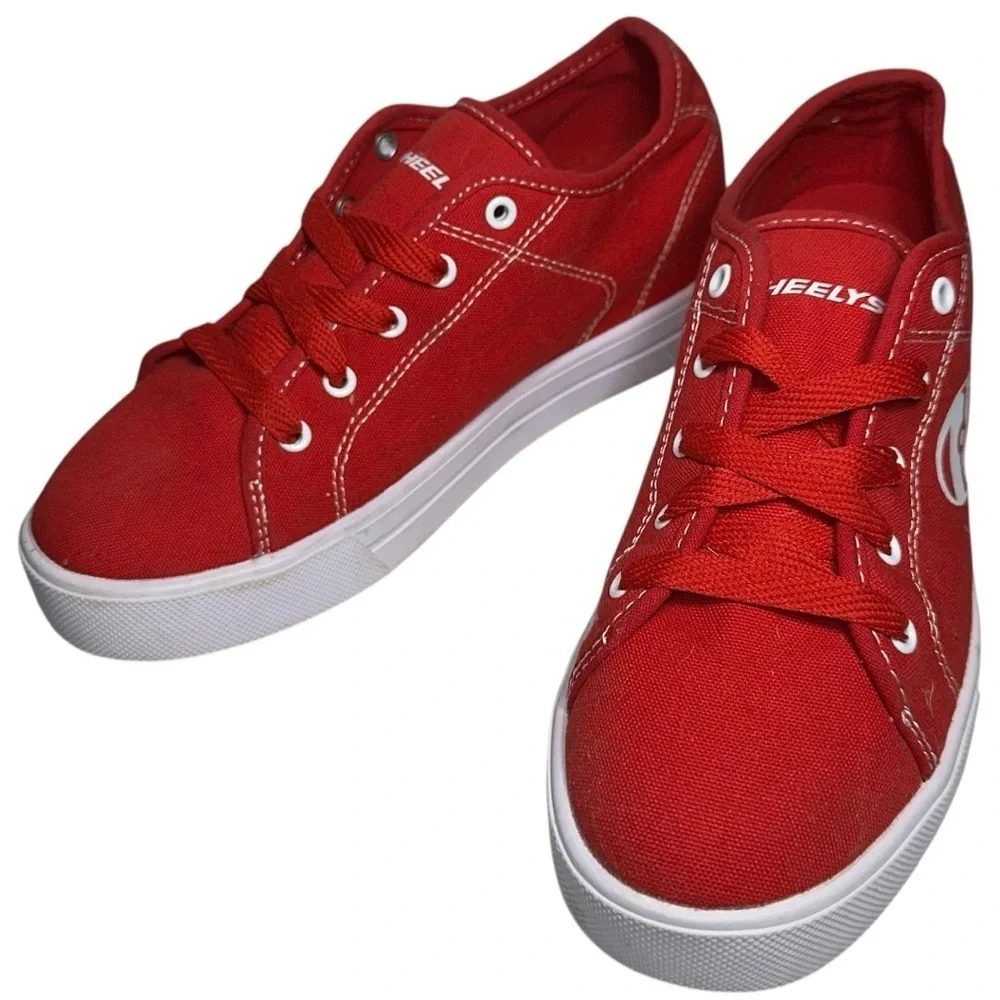 Heelys Youth Sz 6 Red Pro 20 Canvas Lace Up Wheeled Roller Skate Shoes HES10456